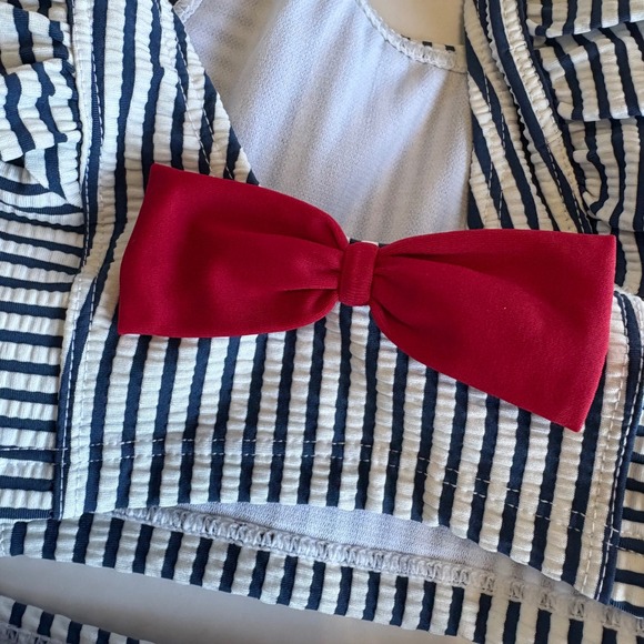 RuffleButts Striped Swimsuit Ruffle Bottoms Bow Detail‎ 18-24 Months Bikini - Picture 3 of 6